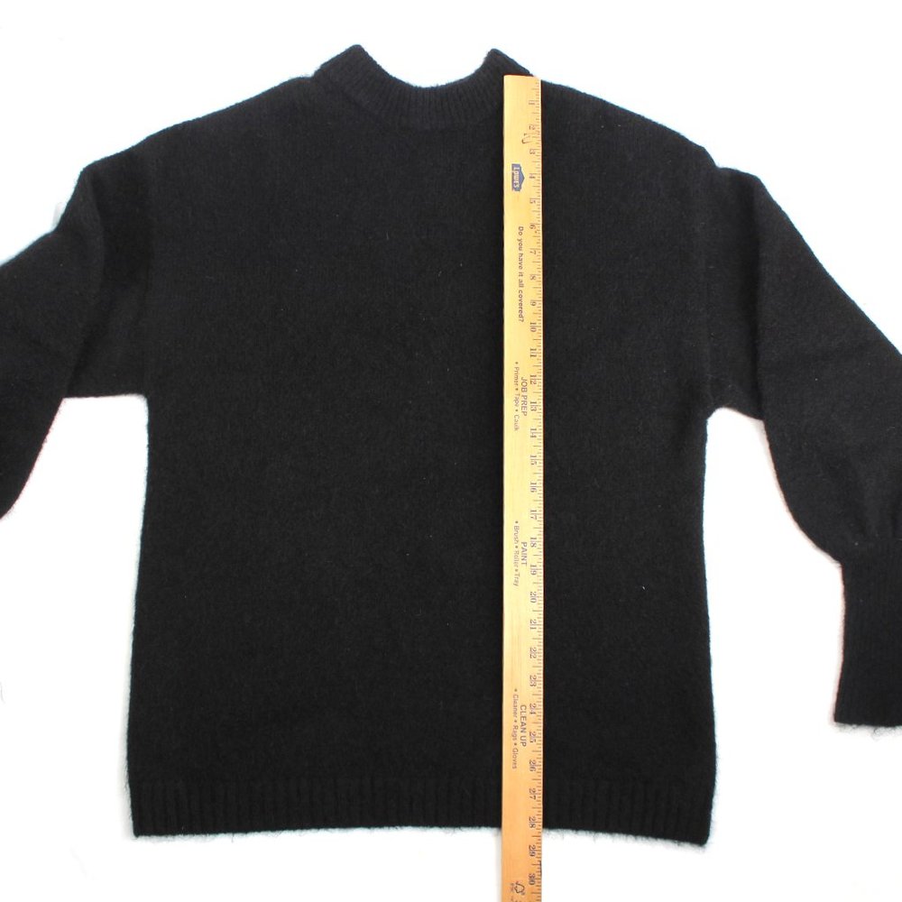 Black Mohair Sweater Puffy Sleeves Boxy Oversized Fluffy Knit Tall Ribbed Cuffs - Picture 13 of 14